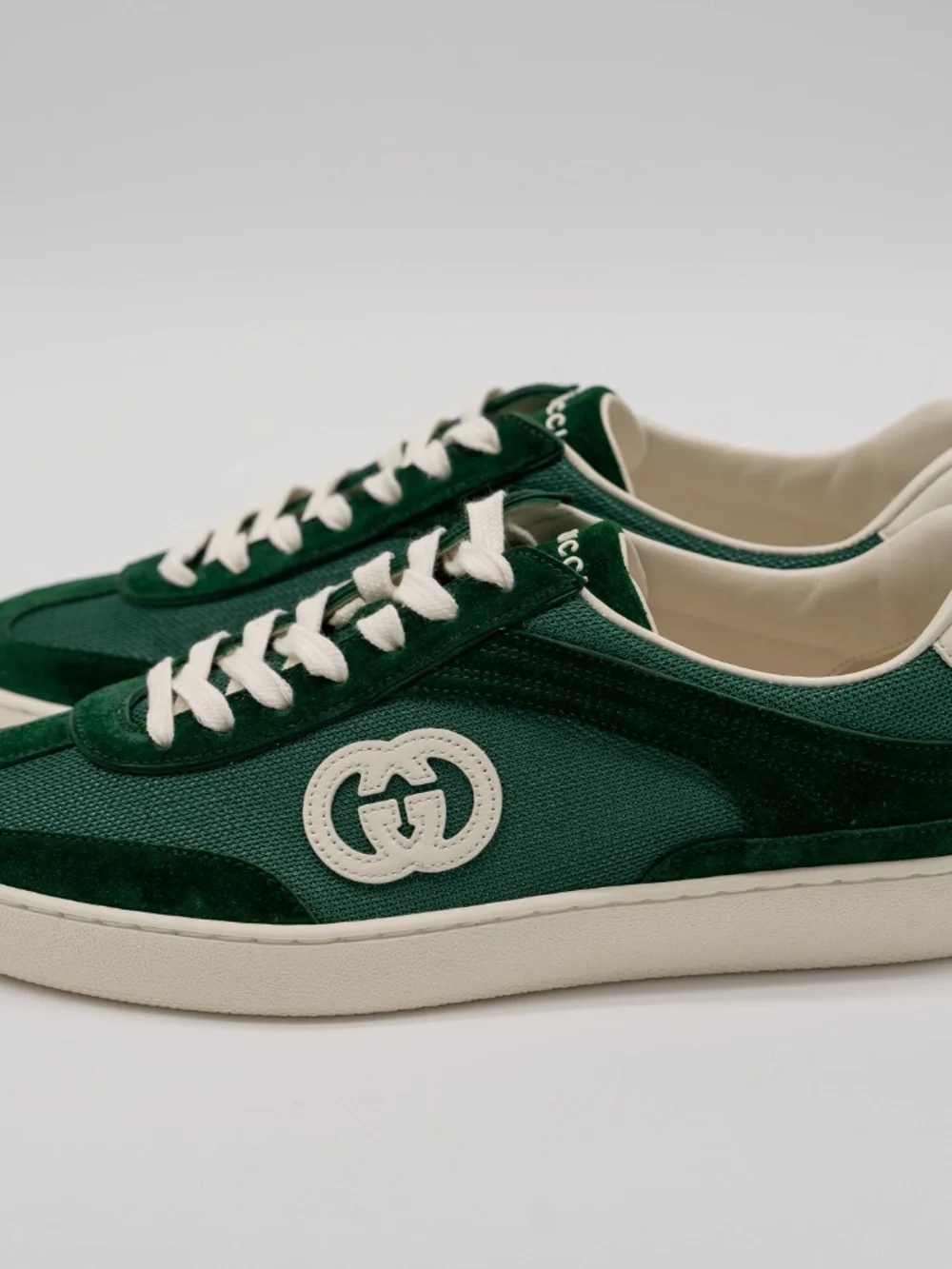 Gucci Men's Sneakers Green G75 Suede GG Mesh size 7.5G 8 US